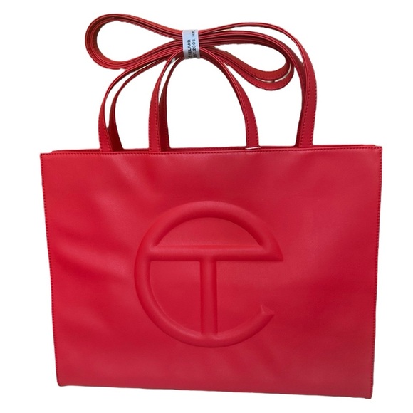 Telfar Large Shopping Bag Red Vegan Leather Tote - Picture 3 of 14